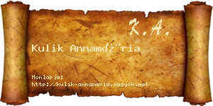 Kulik Annamária névjegykártya